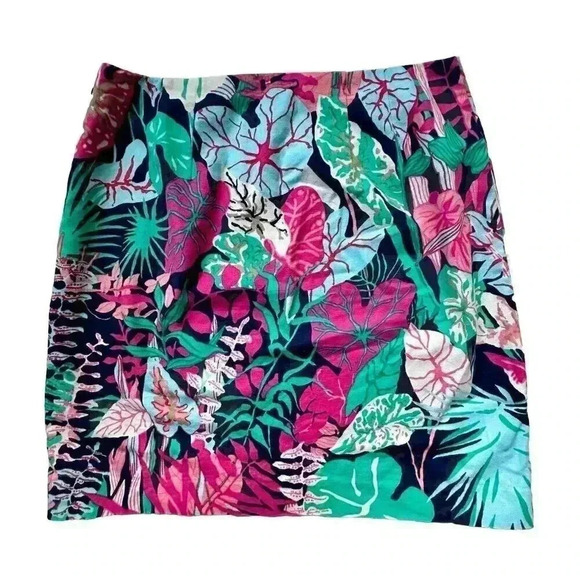 Talbots Woman Jungle Botanical Stretch Cotton Canvas Skirt Size 6 Floral EUC - Picture 7 of 7